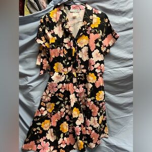 Eva Rose Floral Button-Up Dress With Belt